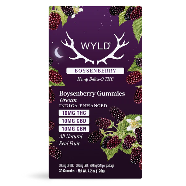 Wyld Hemp THC + CBN + CBD Indica Boysenberry Gummies