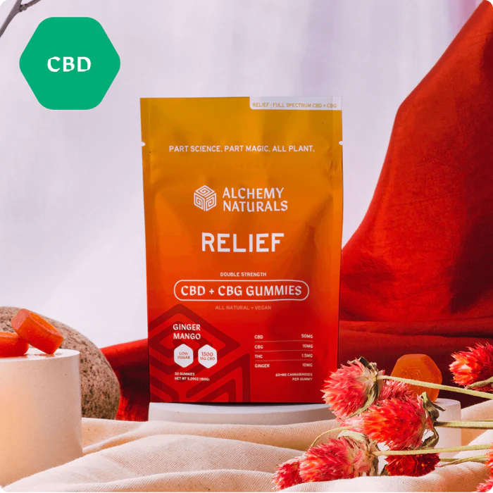 Alchemy Naturals Relief Gummies CBD + CBG + Ginger