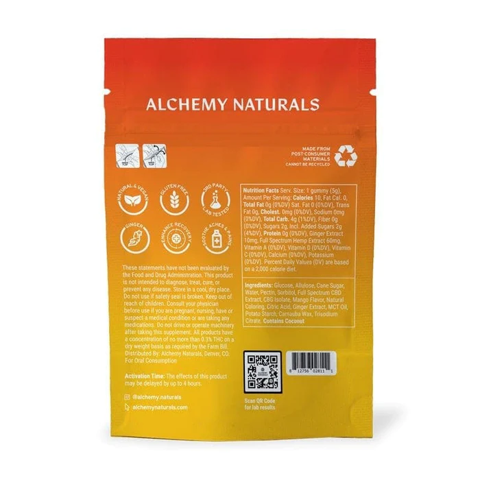 Alchemy Naturals Relief Gummies CBD + CBG + Ginger