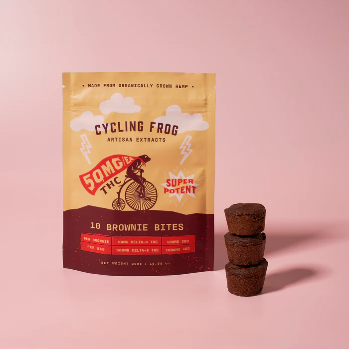 Cycling Frog 50mg Delta 9 THC 100mg CBD Brownie Bites