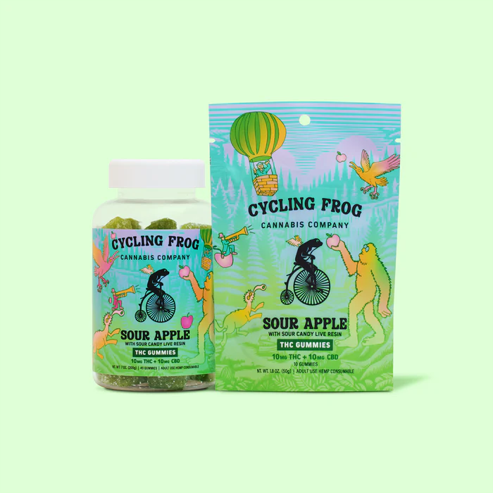 Cycling Frog 10mg THC + 10mg CBD Live Resin Sour Apple Gummies