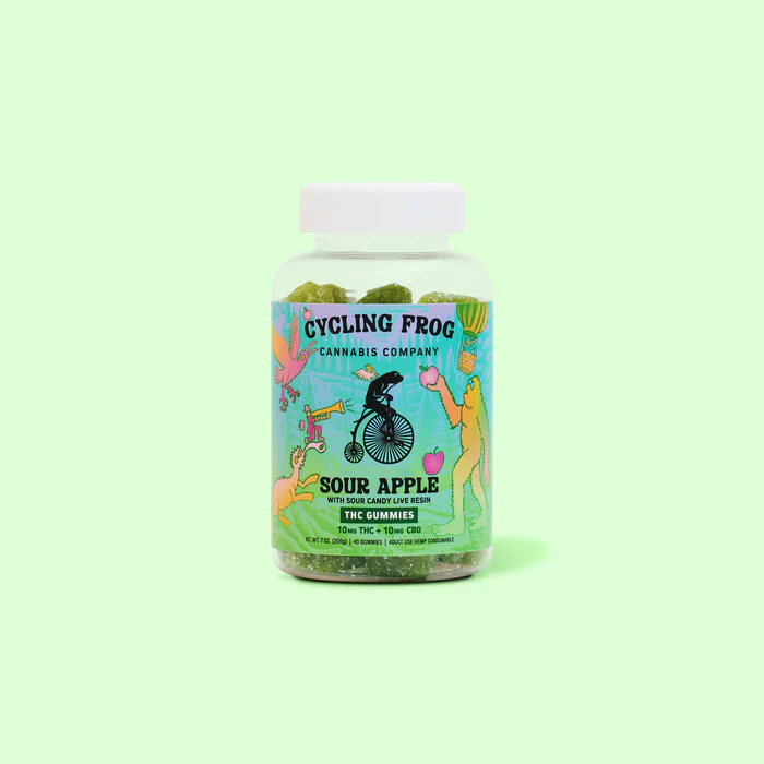 Cycling Frog 10mg THC + 10mg CBD Live Resin Sour Apple Gummies