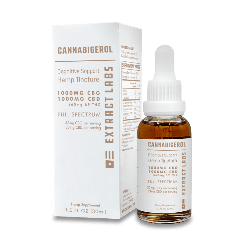 Extract Labs Full Spectrum 1000mg CBD +1000mg CBG Cognitive Support Tincture