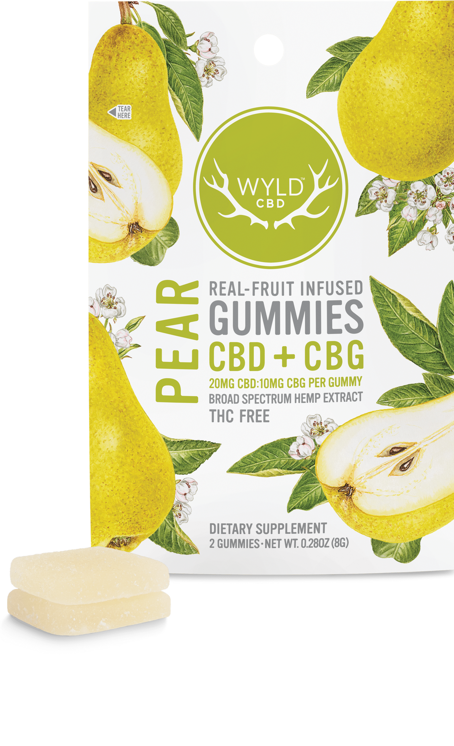 Wyld CBD + CBG Broad Spectrum Pear Gummies