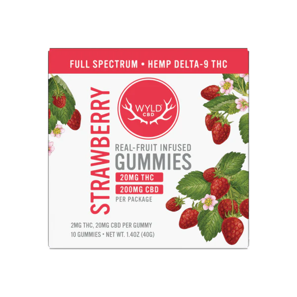 Wyld 2mg Delta 9 THC + 20mg CBD Strawberry Gummies