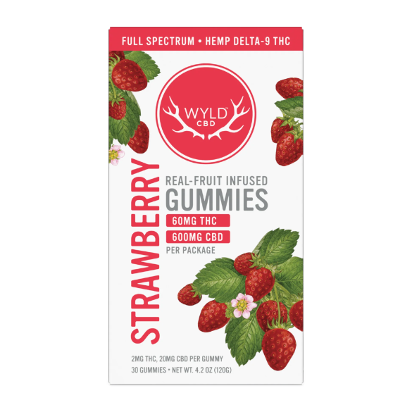 Wyld 2mg Delta 9 THC + 20mg CBD Strawberry Gummies