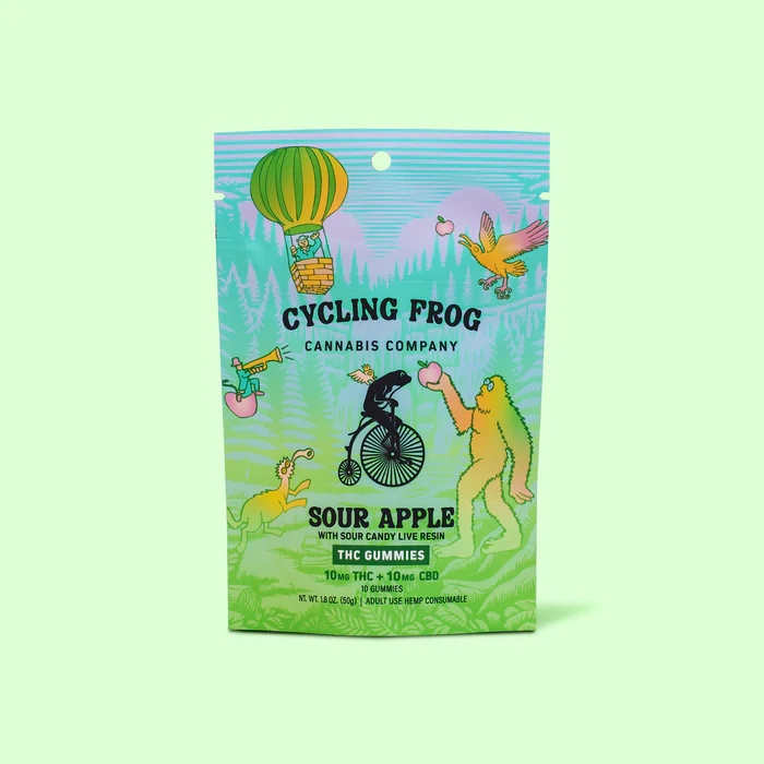 Cycling Frog 10mg THC + 10mg CBD Live Resin Sour Apple Gummies