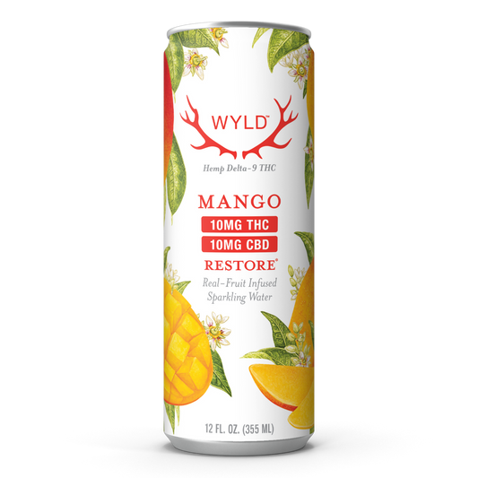 Wyld 10mg Delta 9 + 10mg CBD Mango Sparkling Water