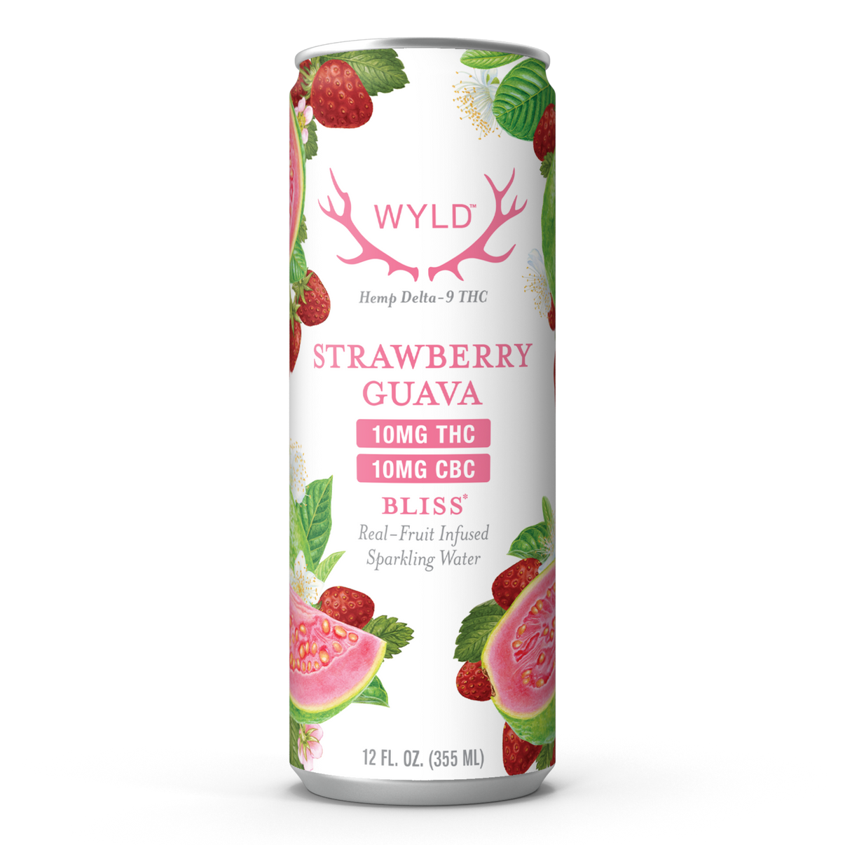 Wyld 10mg Delta 9 + 10mg CBC Strawberry Guava Sparkling Water