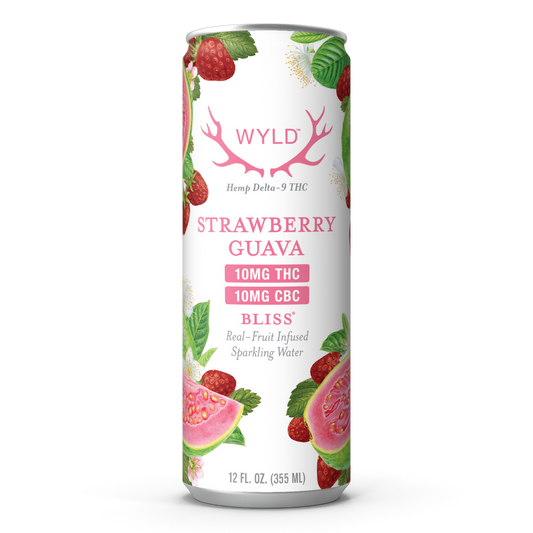 Wyld 10mg Delta 9 + 10mg CBC Strawberry Guava Sparkling Water